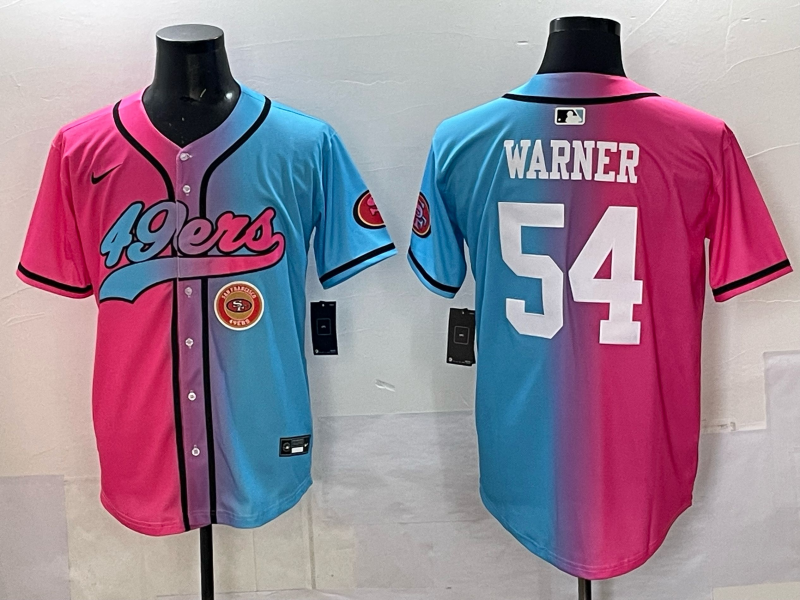 Men 2025 San Francisco 49ers #54 Warner Pink Blue pink Nike Limited NFL Jersey 0013